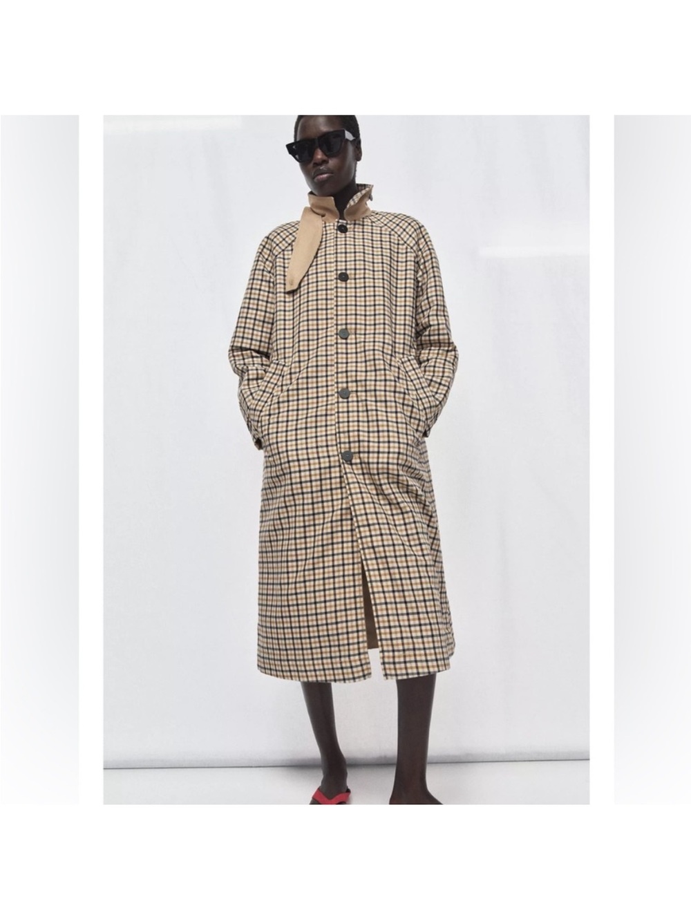 Zara REVERSIBLE PLAID TRENCH COAT ZW COLLECTION